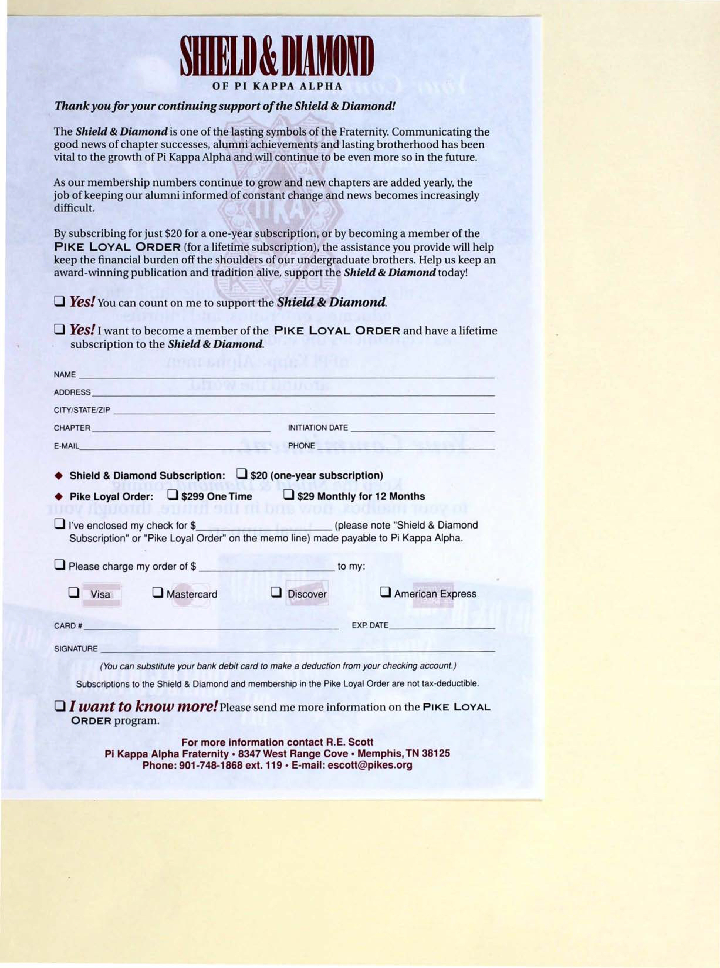 Shield & Diamond Of Pi Kappa Alpha Form, Autumn 2005